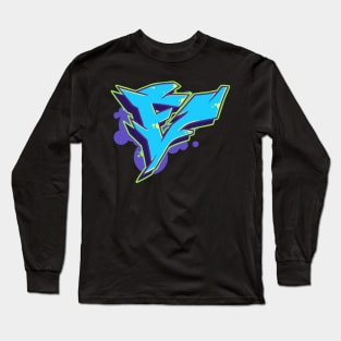 Letter E - Graffiti Street Art Style Blue Long Sleeve T-Shirt